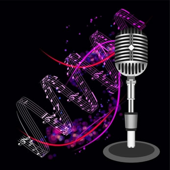 Muscial notes with microphone